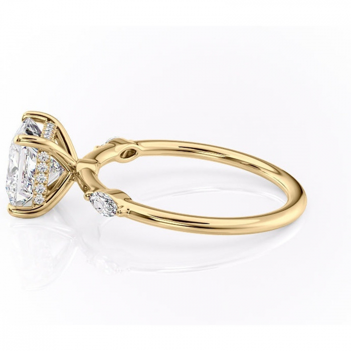 Inel de logodnă Gemina din aur Galben 18kt cu moissanite tăietură princess – Pietre laterale rafinată pentru profil înalt | Personalizează și configurează gratuit online [6]