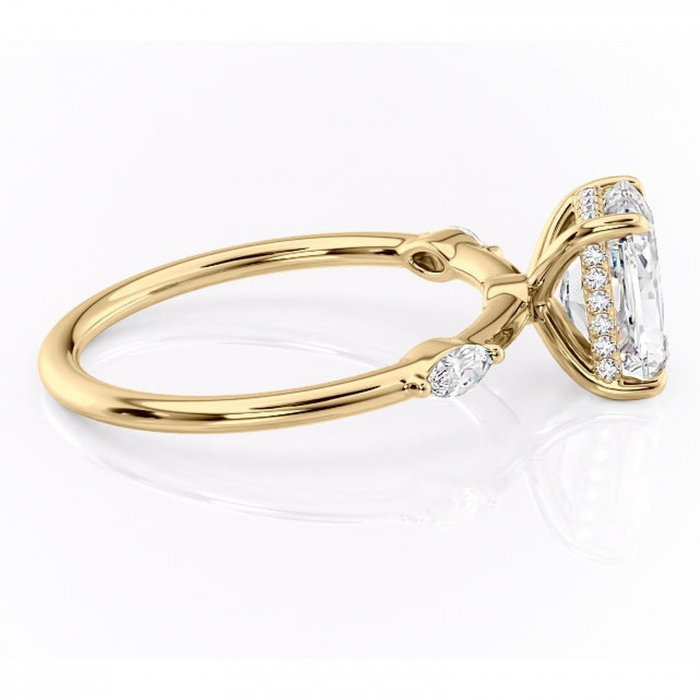 Inel de logodnă Gemina din aur Galben 14kt cu moissanite tăietură radiantă – Pietre laterale rafinată pentru profil înalt | Personalizează și configurează gratuit online [2]