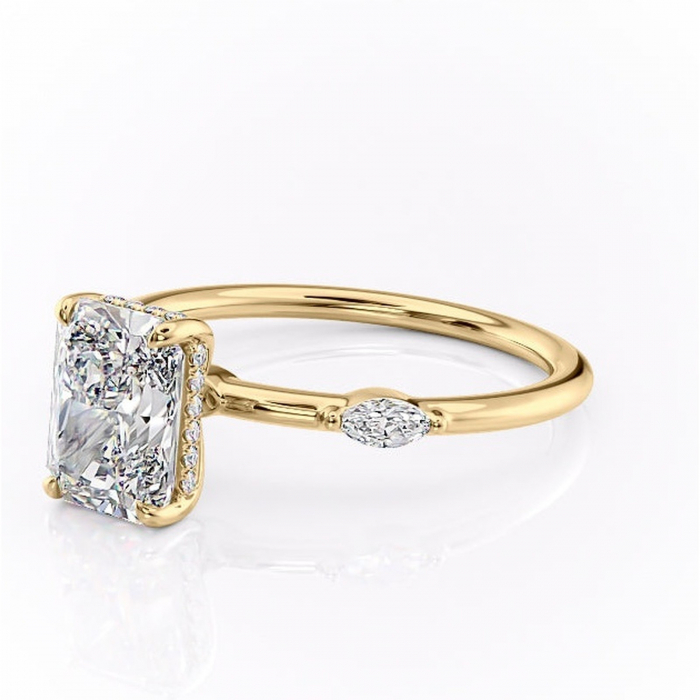 Inel de logodnă Gemina din aur Galben 14kt cu moissanite tăietură radiantă – Pietre laterale rafinată pentru profil înalt | Personalizează și configurează gratuit online [7]