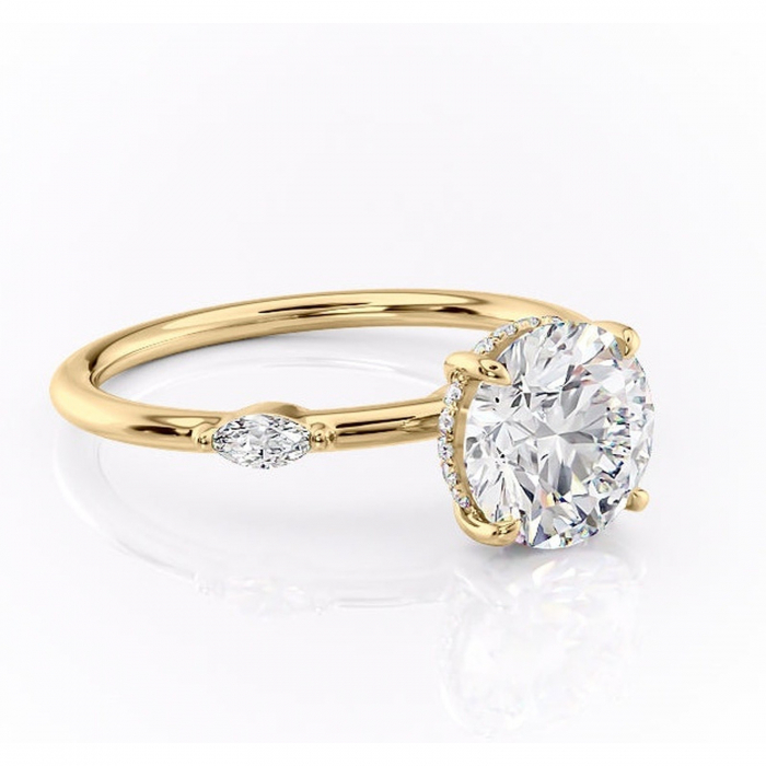 Inel de logodnă Gemina din aur Galben 14kt cu moissanite tăietură rotundă – Pietre laterale rafinată pentru profil înalt | Personalizează și configurează gratuit online [1]