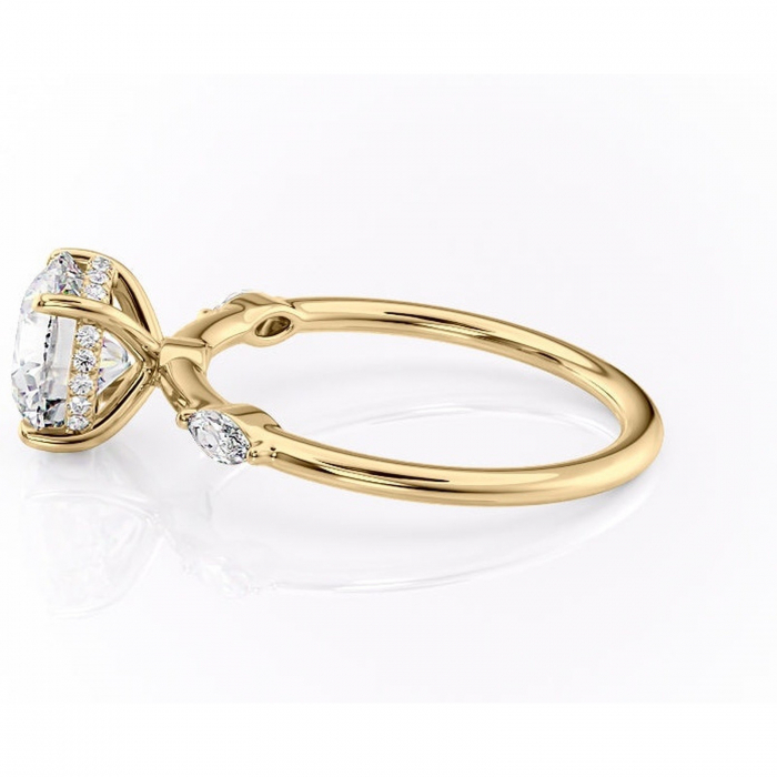 Inel de logodnă Gemina din aur Galben 14kt cu moissanite tăietură rotundă – Pietre laterale rafinată pentru profil înalt | Personalizează și configurează gratuit online [6]