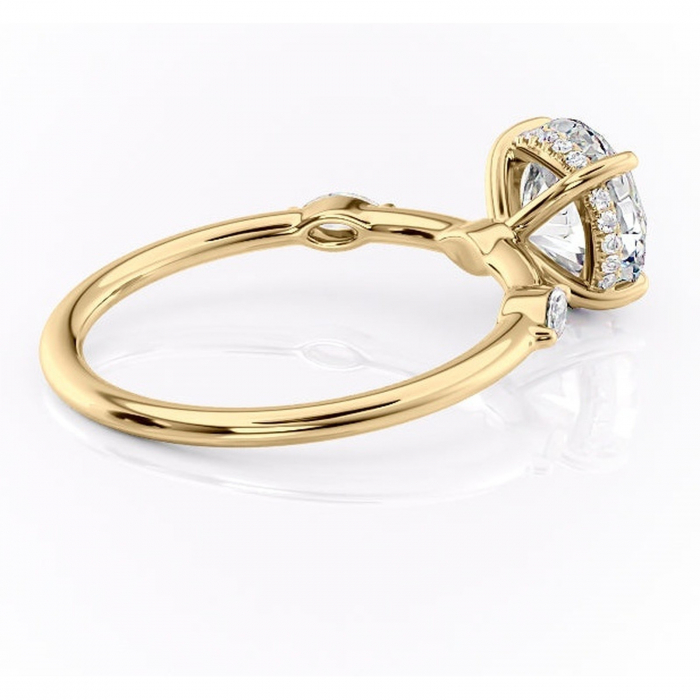 Inel de logodnă Gemina din aur Galben 14kt cu moissanite tăietură rotundă – Pietre laterale rafinată pentru profil înalt | Personalizează și configurează gratuit online [3]