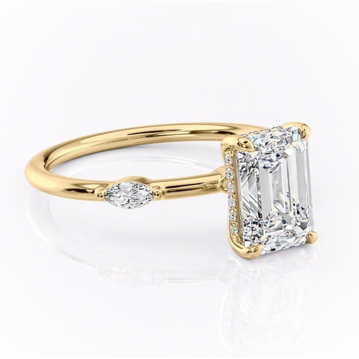 Inel de logodnă Gemina din aur Galben 14kt cu moissanite tăietură smarald – Pietre laterale rafinată pentru profil înalt | Personalizează și configurează gratuit online [1]