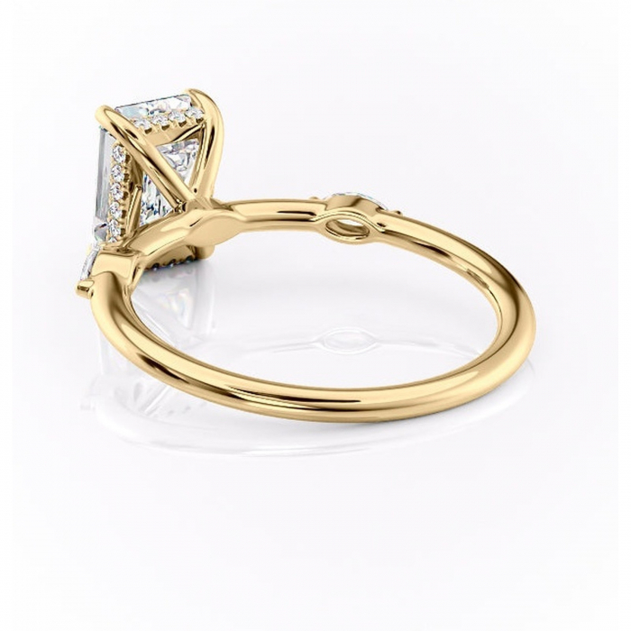Inel de logodnă Gemina din aur Galben 14kt cu moissanite tăietură smarald – Pietre laterale rafinată pentru profil înalt | Personalizează și configurează gratuit online [4]