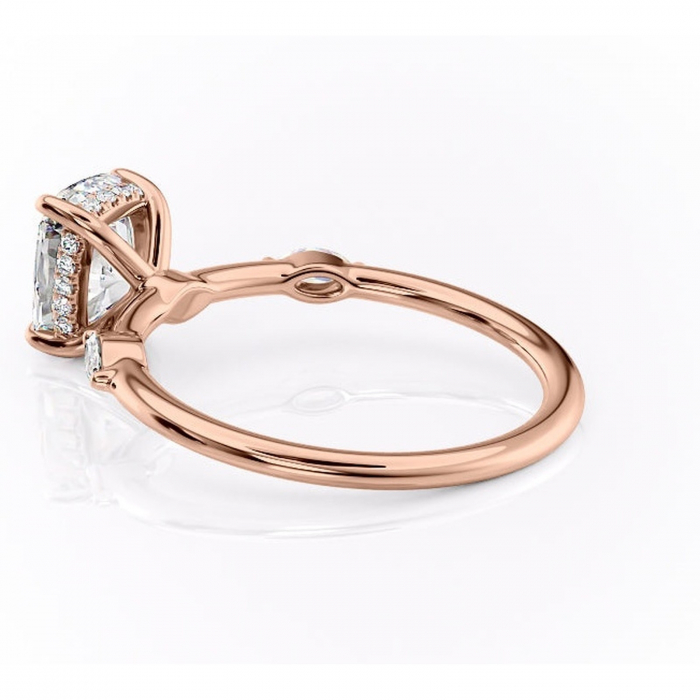 Inel de logodnă Gemina din aur Rose 14kt cu moissanite tăietură asscher – Pietre laterale rafinată pentru profil înalt | Personalizează și configurează gratuit online [5]