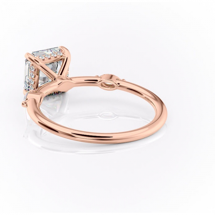 Inel de logodnă Gemina din aur Rose 14kt cu moissanite tăietură asscher – Pietre laterale rafinată pentru profil înalt | Personalizează și configurează gratuit online [4]