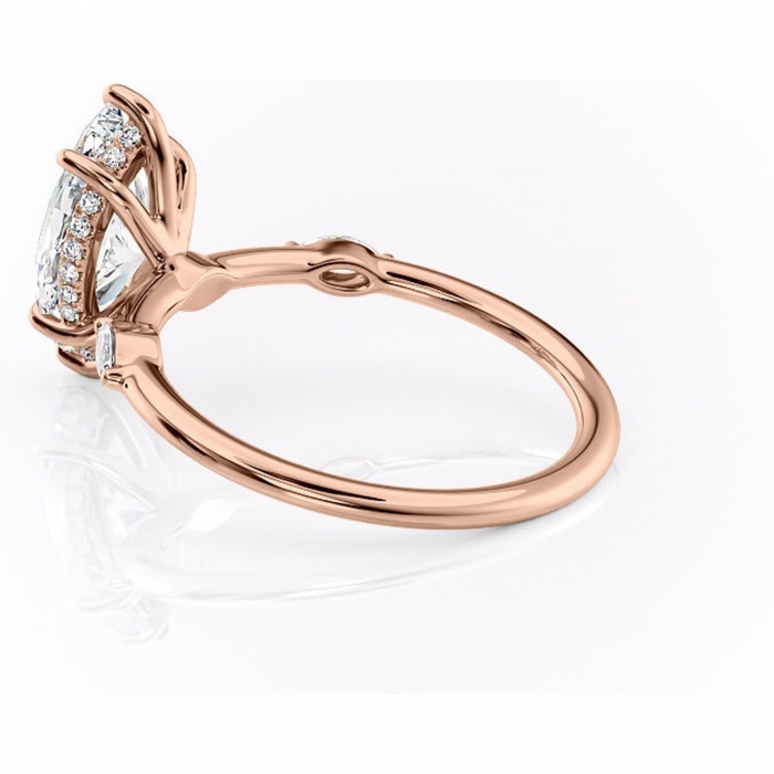 Inel de logodnă Gemina din aur Rose 14kt cu moissanite tăietură marquise – Pietre laterale rafinată pentru profil înalt | Personalizează și configurează gratuit online [5]