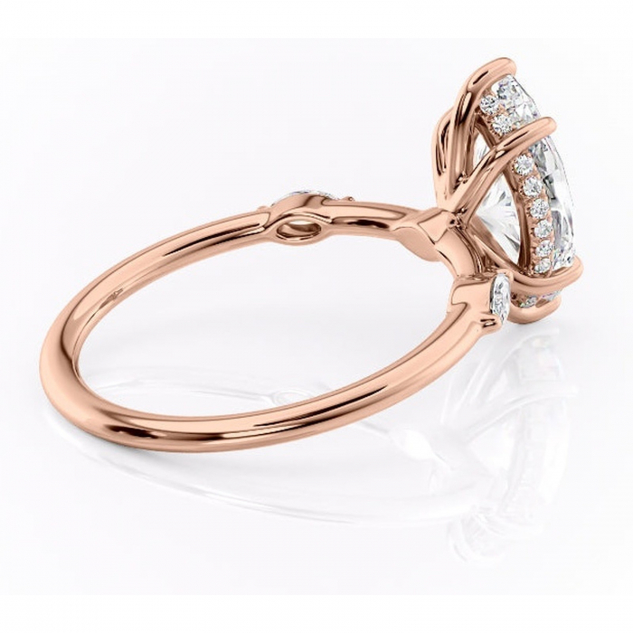 Inel de logodnă Gemina din aur Rose 14kt cu moissanite tăietură marquise – Pietre laterale rafinată pentru profil înalt | Personalizează și configurează gratuit online [3]