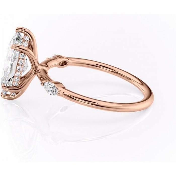 Inel de logodnă Gemina din aur Rose 14kt cu moissanite tăietură marquise – Pietre laterale rafinată pentru profil înalt | Personalizează și configurează gratuit online [6]