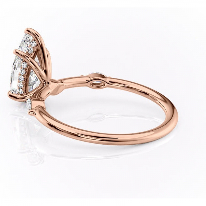 Inel de logodnă Gemina din aur Rose 18kt cu moissanite tăietură pară – Pietre laterale rafinată pentru profil înalt | Personalizează și configurează gratuit online [5]