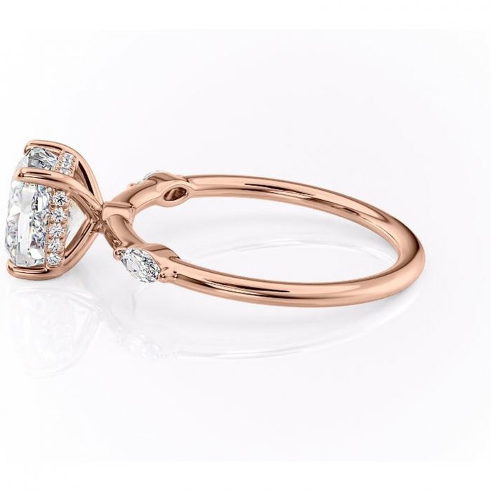 Inel de logodnă Gemina din aur Rose 14kt cu moissanite tăietură pernă – Pietre laterale rafinată pentru profil înalt | Personalizează și configurează gratuit online [6]