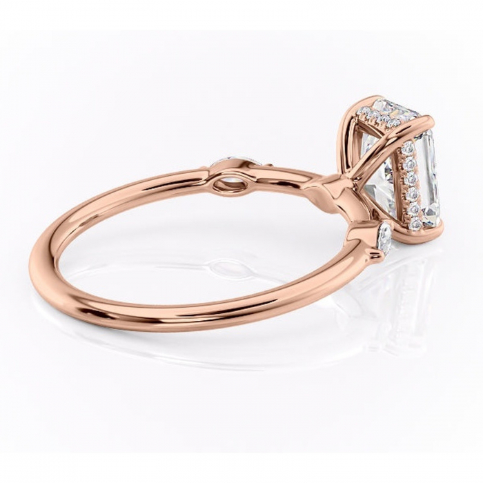 Inel de logodnă Gemina din aur Rose 14kt cu moissanite tăietură radiantă – Pietre laterale rafinată pentru profil înalt | Personalizează și configurează gratuit online [3]