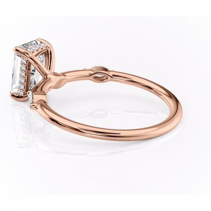 Inel de logodnă Gemina din aur Rose 14kt cu moissanite tăietură radiantă – Pietre laterale rafinată pentru profil înalt | Personalizează și configurează gratuit online [5]