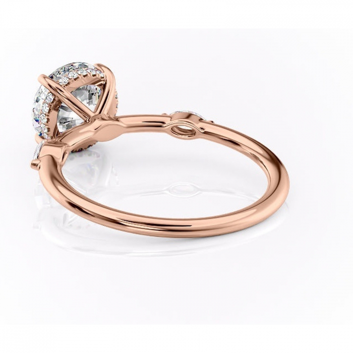 Inel de logodnă Gemina din aur Rose 14kt cu moissanite tăietură rotundă – Pietre laterale rafinată pentru profil înalt | Personalizează și configurează gratuit online [4]