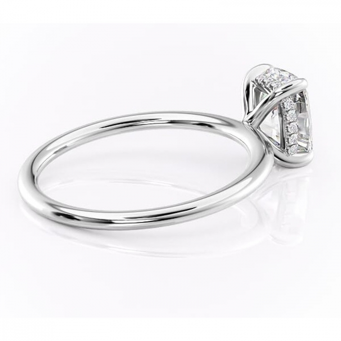 Inel de logodnă Genevieve din aur Alb 14kt cu moissanite tăietură pernă – Solitar rafinată pentru profil înalt | Personalizează și configurează gratuit online [3]