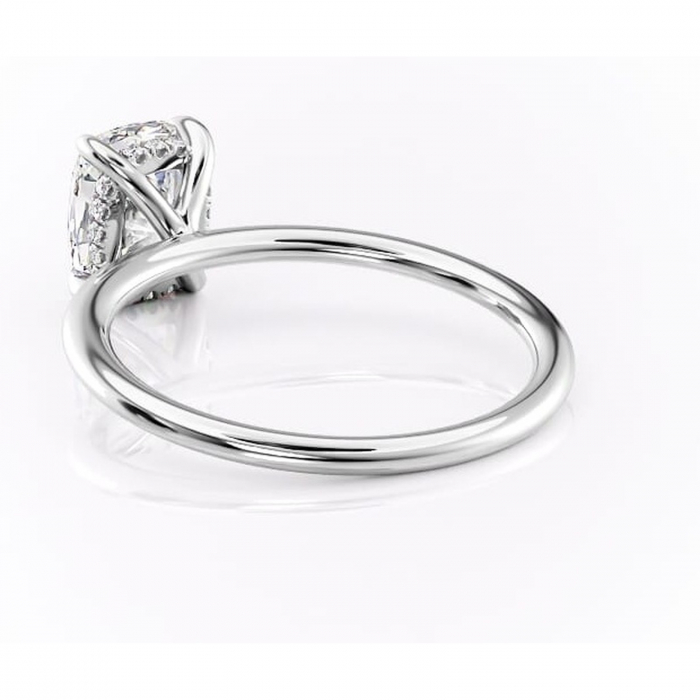 Inel de logodnă Genevieve din aur Alb 14kt cu moissanite tăietură pernă – Solitar rafinată pentru profil înalt | Personalizează și configurează gratuit online [4]