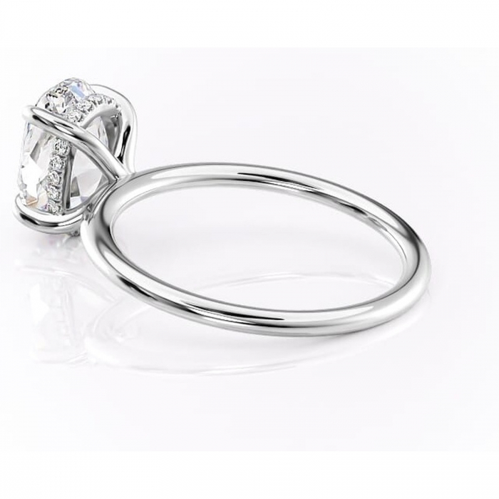 Inel de logodnă Genevieve din aur Alb 14kt cu moissanite tăietură ovală – Solitar rafinată pentru profil înalt | Personalizează și configurează gratuit online [5]
