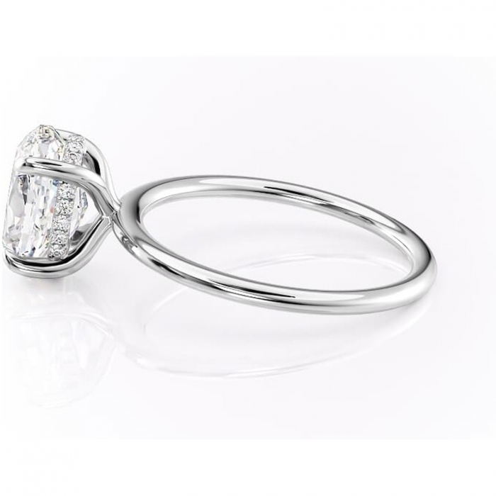 Inel de logodnă Genevieve din aur Alb 14kt cu moissanite tăietură ovală – Solitar rafinată pentru profil înalt | Personalizează și configurează gratuit online [6]