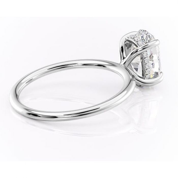 Inel de logodnă Genevieve din aur Alb 14kt cu moissanite tăietură ovală – Solitar rafinată pentru profil înalt | Personalizează și configurează gratuit online [3]