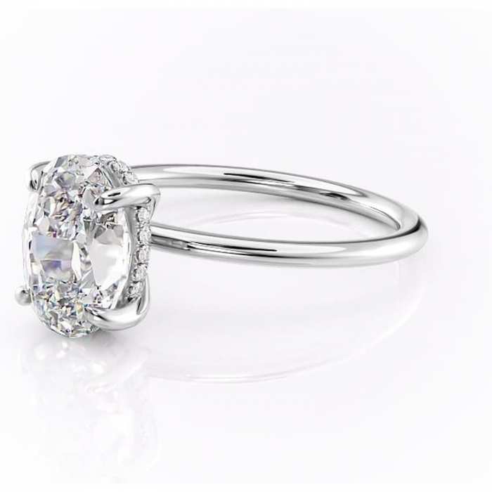 Inel de logodnă Genevieve din aur Alb 14kt cu moissanite tăietură ovală – Solitar rafinată pentru profil înalt | Personalizează și configurează gratuit online [7]
