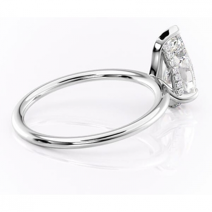 Inel de logodnă Genevieve din aur Alb 14kt cu moissanite tăietură pară – Solitar rafinată pentru profil înalt | Personalizează și configurează gratuit online [3]