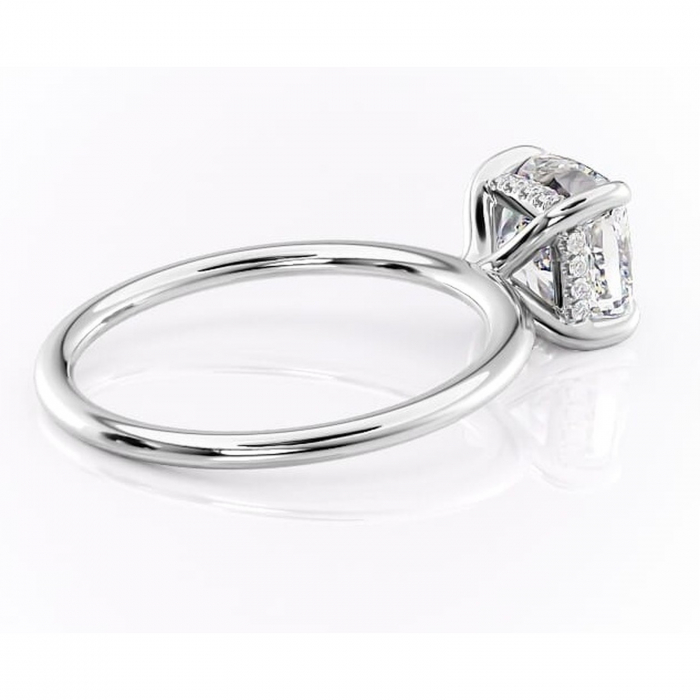 Inel de logodnă Genevieve din aur Alb 14kt cu moissanite tăietură pernă – Solitar rafinată pentru profil înalt | Personalizează și configurează gratuit online [3]