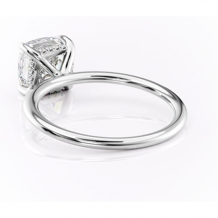 Inel de logodnă Genevieve din aur Alb 14kt cu moissanite tăietură pernă – Solitar rafinată pentru profil înalt | Personalizează și configurează gratuit online [4]