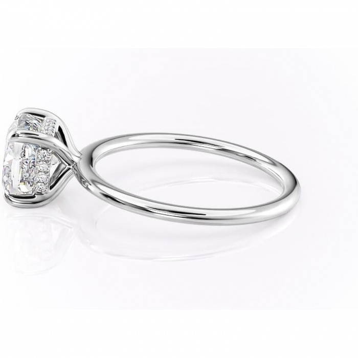Inel de logodnă Genevieve din aur Alb 14kt cu moissanite tăietură pernă – Solitar rafinată pentru profil înalt | Personalizează și configurează gratuit online [6]