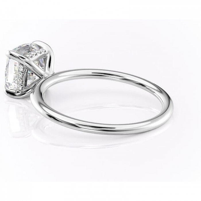 Inel de logodnă Genevieve din aur Alb 14kt cu moissanite tăietură pernă – Solitar rafinată pentru profil înalt | Personalizează și configurează gratuit online [5]