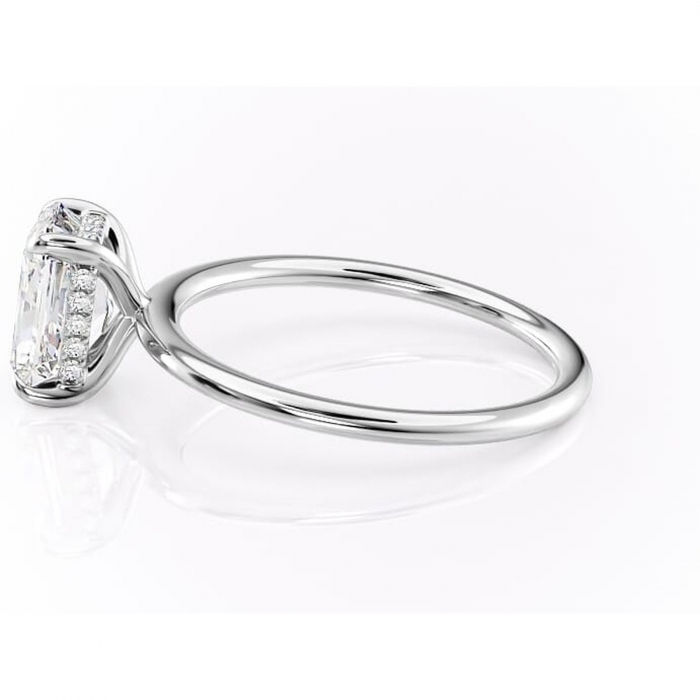 Inel de logodnă Genevieve din aur Alb 14kt cu moissanite tăietură radiantă – Solitar rafinată pentru profil înalt | Personalizează și configurează gratuit online [6]