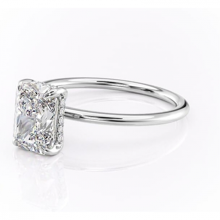 Inel de logodnă Genevieve din aur Alb 14kt cu moissanite tăietură radiantă – Solitar rafinată pentru profil înalt | Personalizează și configurează gratuit online [7]