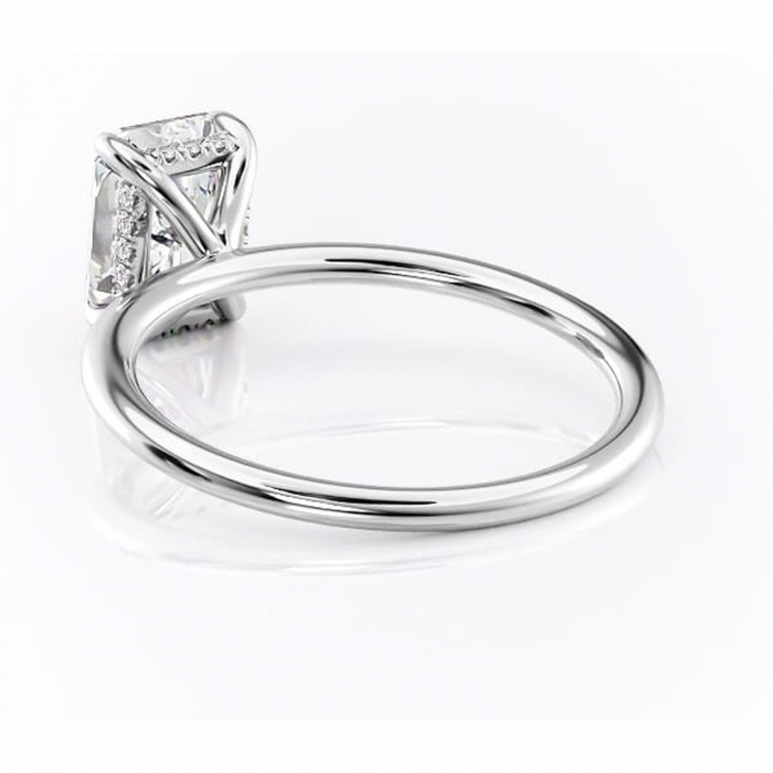 Inel de logodnă Genevieve din aur Alb 14kt cu moissanite tăietură radiantă – Solitar rafinată pentru profil înalt | Personalizează și configurează gratuit online [4]