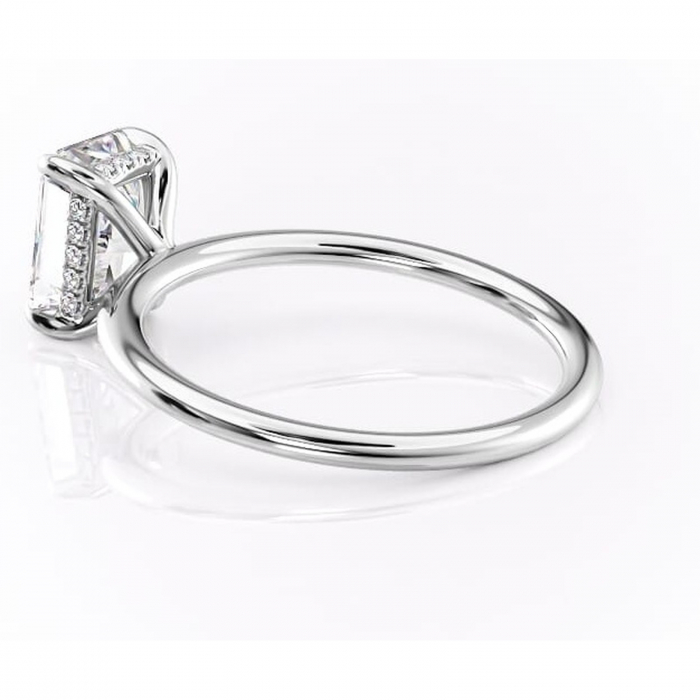 Inel de logodnă Genevieve din aur Alb 14kt cu moissanite tăietură radiantă – Solitar rafinată pentru profil înalt | Personalizează și configurează gratuit online [5]