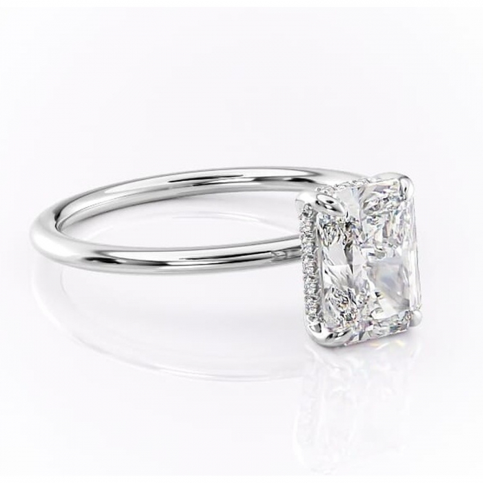 Inel de logodnă Genevieve din aur Alb 14kt cu moissanite tăietură radiantă – Solitar rafinată pentru profil înalt | Personalizează și configurează gratuit online [1]