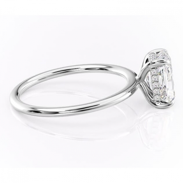 Inel de logodnă Genevieve din aur Alb 14kt cu moissanite tăietură radiantă – Solitar rafinată pentru profil înalt | Personalizează și configurează gratuit online [2]