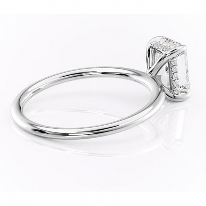 Inel de logodnă Genevieve din aur Alb 14kt cu moissanite tăietură radiantă – Solitar rafinată pentru profil înalt | Personalizează și configurează gratuit online [3]