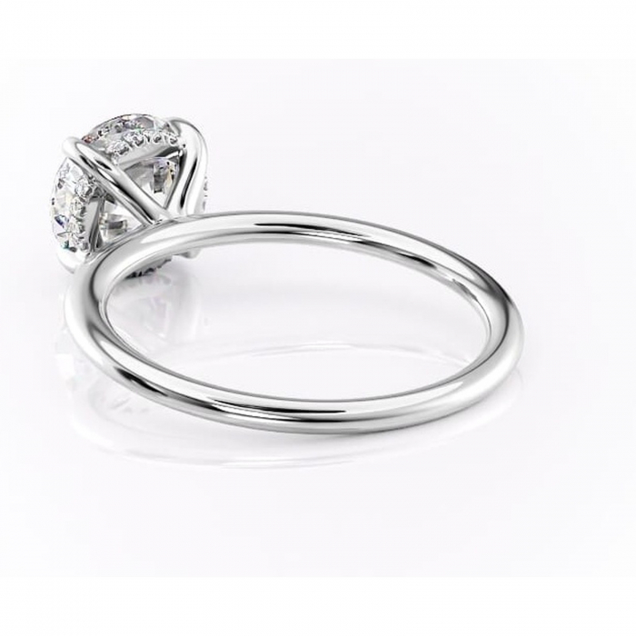 Inel de logodnă Genevieve din aur Alb 14kt cu moissanite tăietură rotundă – Solitar rafinată pentru profil înalt | Personalizează și configurează gratuit online [4]