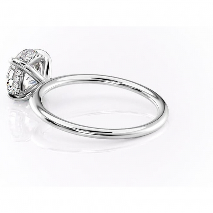 Inel de logodnă Genevieve din aur Alb 14kt cu moissanite tăietură rotundă – Solitar rafinată pentru profil înalt | Personalizează și configurează gratuit online [5]