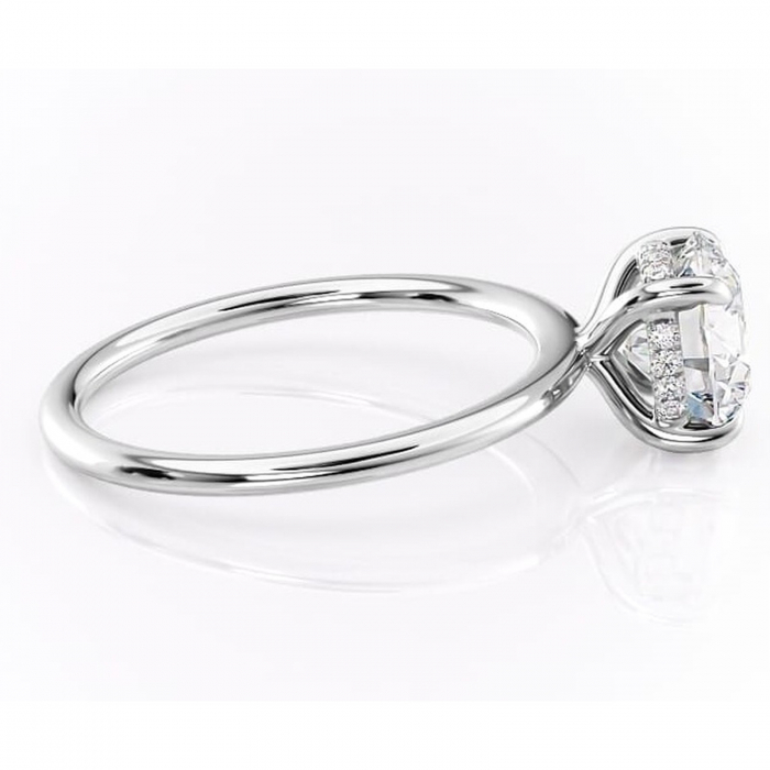 Inel de logodnă Genevieve din aur Alb 14kt cu moissanite tăietură rotundă – Solitar rafinată pentru profil înalt | Personalizează și configurează gratuit online [2]