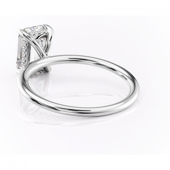 Inel de logodnă Genevieve din aur Alb 14kt cu moissanite tăietură smarald – Solitar rafinată pentru profil înalt | Personalizează și configurează gratuit online [4]