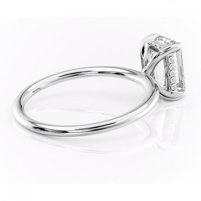 Inel de logodnă Genevieve din aur Alb 14kt cu moissanite tăietură smarald – Solitar rafinată pentru profil înalt | Personalizează și configurează gratuit online [3]