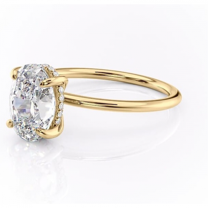 Inel de logodnă Genevieve din aur Galben 14kt cu moissanite tăietură ovală – Solitar rafinată pentru profil înalt | Personalizează și configurează gratuit online [7]