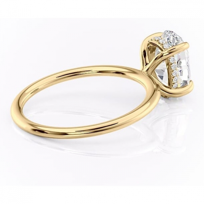 Inel de logodnă Genevieve din aur Galben 14kt cu moissanite tăietură ovală – Solitar rafinată pentru profil înalt | Personalizează și configurează gratuit online [3]
