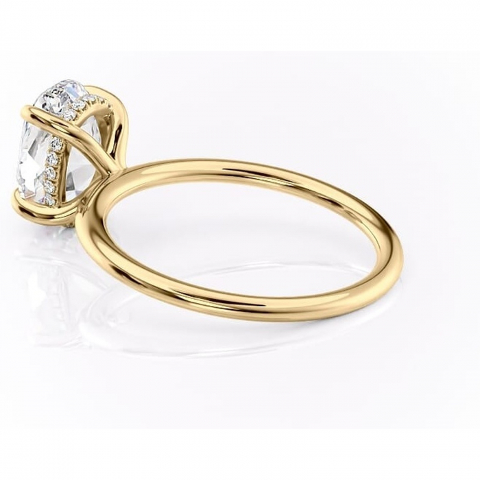 Inel de logodnă Genevieve din aur Galben 14kt cu moissanite tăietură ovală – Solitar rafinată pentru profil înalt | Personalizează și configurează gratuit online [5]