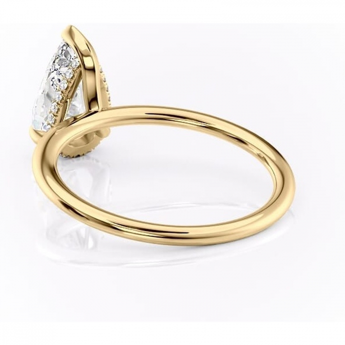 Inel de logodnă Genevieve din aur Galben 18kt cu moissanite tăietură pară – Solitar rafinată pentru profil înalt | Personalizează și configurează gratuit online [4]