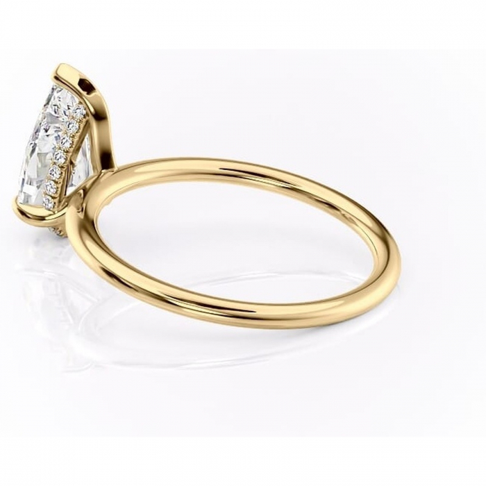 Inel de logodnă Genevieve din aur Galben 18kt cu moissanite tăietură pară – Solitar rafinată pentru profil înalt | Personalizează și configurează gratuit online [5]