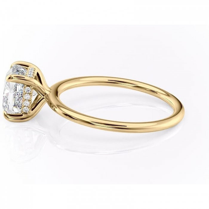 Inel de logodnă Genevieve din aur Galben 14kt cu moissanite tăietură pernă – Solitar rafinată pentru profil înalt | Personalizează și configurează gratuit online [6]