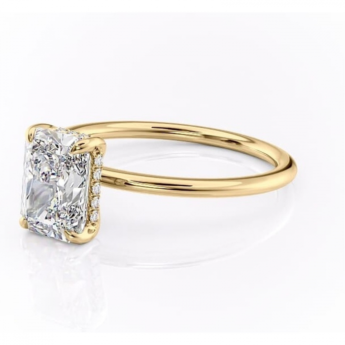 Inel de logodnă Genevieve din aur Galben 14kt cu moissanite tăietură radiantă – Solitar rafinată pentru profil înalt | Personalizează și configurează gratuit online [7]