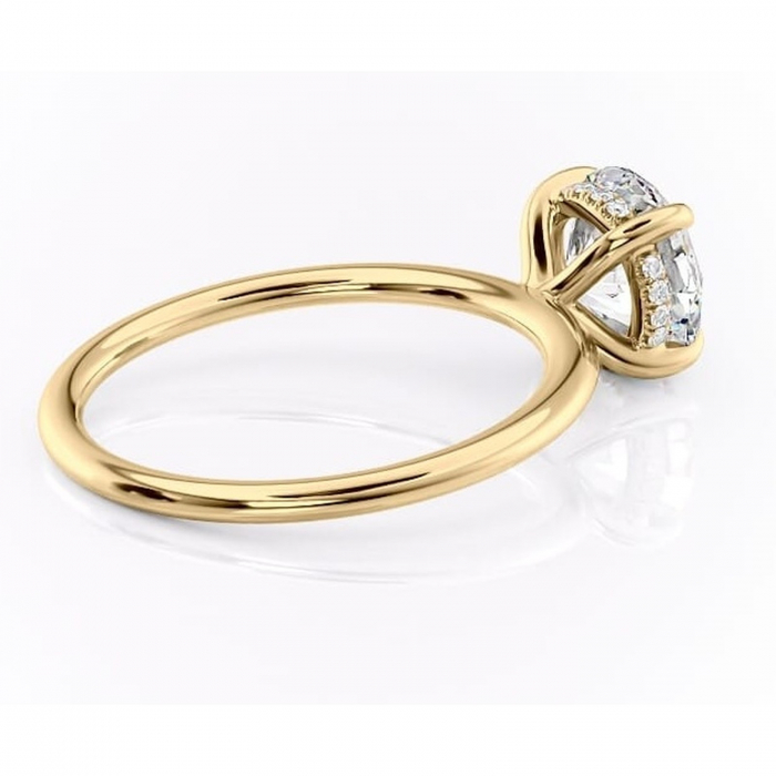 Inel de logodnă Genevieve din aur Galben 14kt cu moissanite tăietură rotundă – Solitar rafinată pentru profil înalt | Personalizează și configurează gratuit online [3]