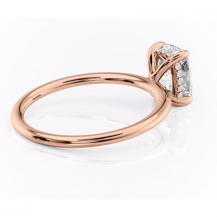Inel de logodnă Genevieve din aur Rose 14kt cu moissanite tăietură pernă – Solitar rafinată pentru profil înalt | Personalizează și configurează gratuit online [3]